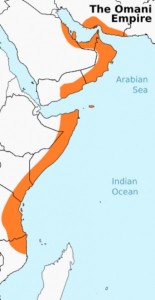 19世紀半ばのオマーン帝国勢力範囲（Wikipedia）